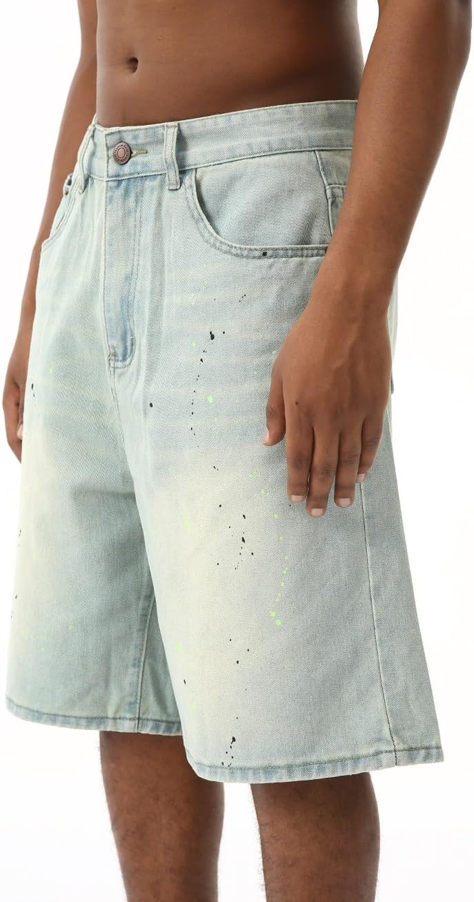 Baggy Jorts Men Jean Shorts Summer, y2k Denim Shorts Vintage Distressed Loose Fit Streetwear