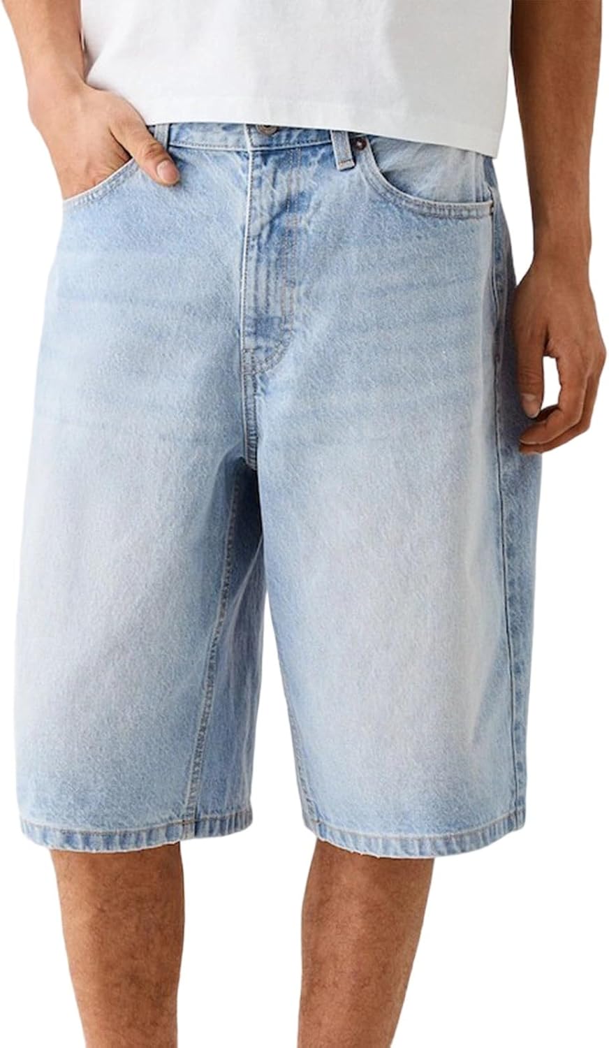 Jorts Men Baggy Y2K Skateboard Long Wide Leg Jean Shorts Vintage Hip Hop Streetwear Below The Knee Denim Shorts