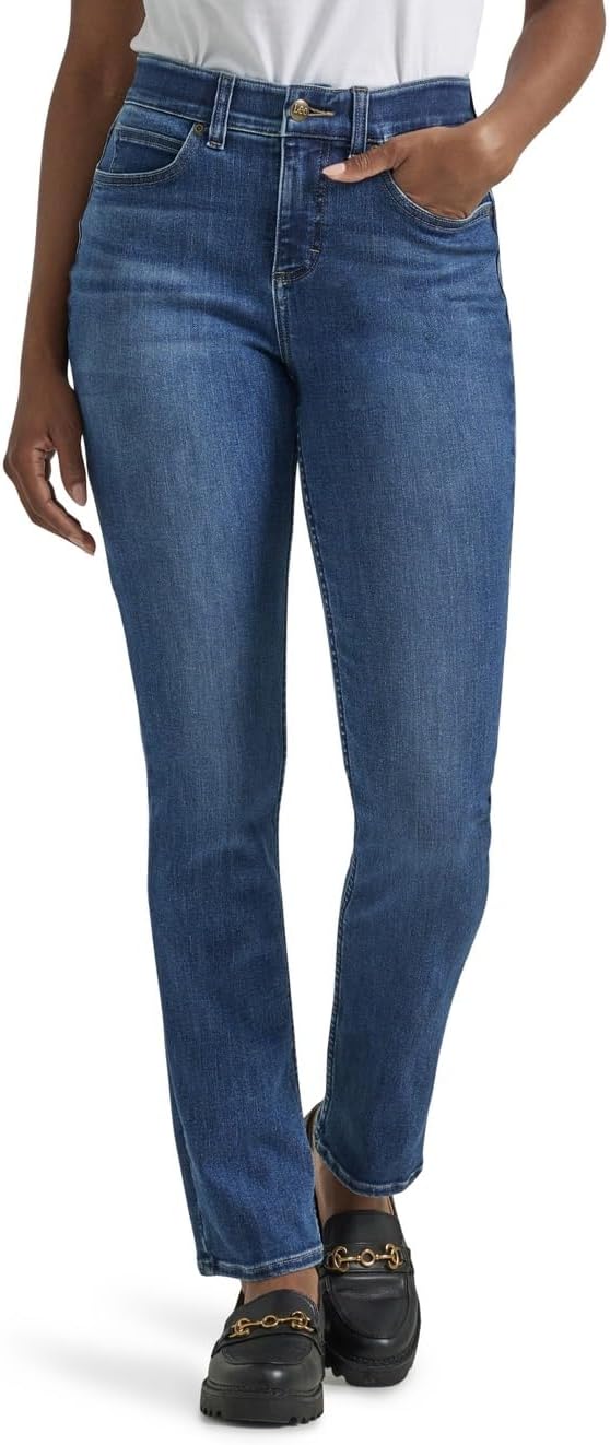 Womens Petite Ultra Lux Comfort with Flex Motion Straight Leg Jean