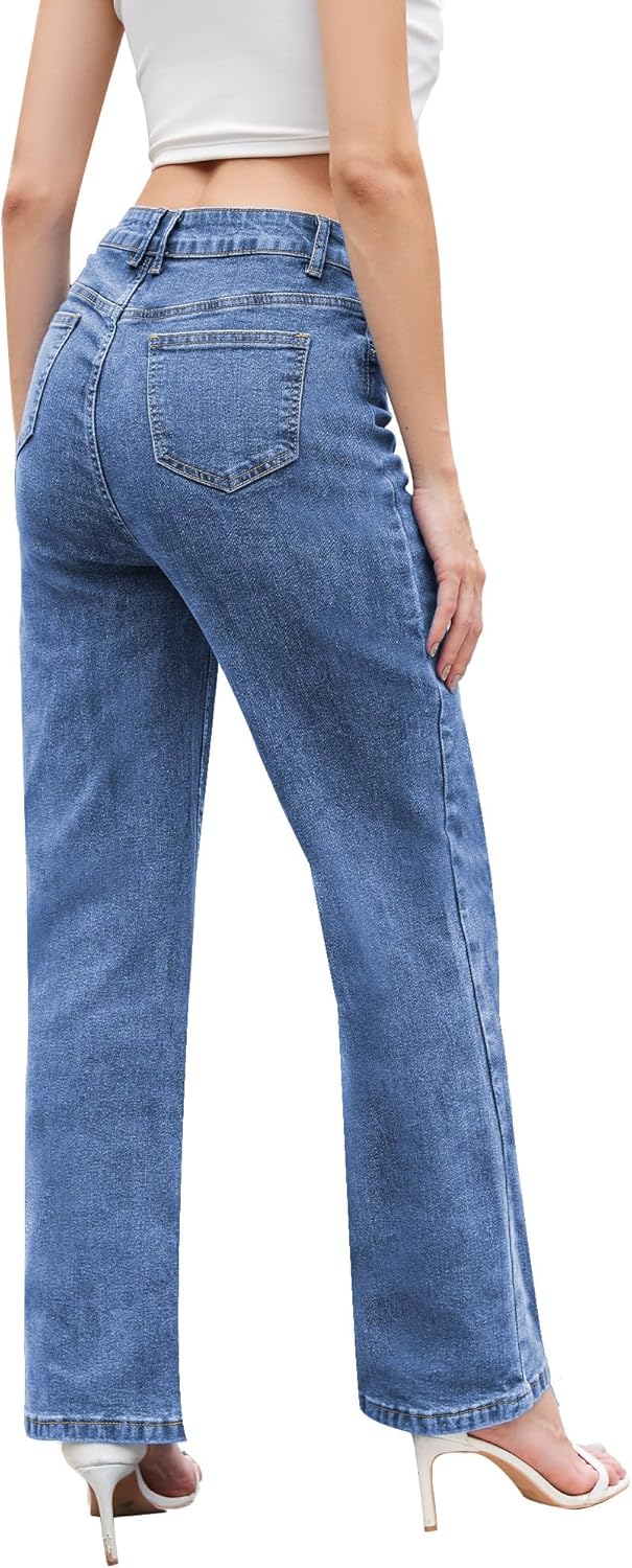 Jeans for Women Trendy High Waisted Straight Jeans Loose Wide Leg Stretchy Denim Pants with Pockets 2025 Fashion